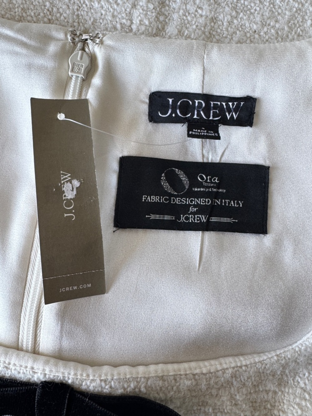 NWT | J. CREW Women’s Sophia Dress with Velvet Bows in Tweed | Ivory | Size 4 - Picture 10 of 16